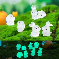 8PCS Miniature Rabbit Glowing Figurines Glow in Dark Garden Fairy Decoration Luminous Cute Micro Landscape Accessories