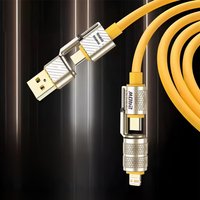 1/2PCS 240W 4-in-1 Fast Charging Data Cable Type-C To Type-C Zinc Alloy Cable For iPhone15/16p Samsung Huawei Xiaomi