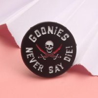 Vintage Skull Enamel Pin - "Goonies Never Say Die" Movie Inspired Punk Broochpins