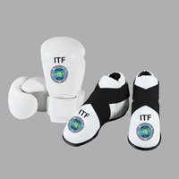 Taekwondo ITF Gloves PU Leather Karate Training Foot and Leg Protective Covers Ankle Pads Protective Equipment Logo Print image 4