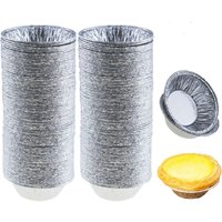 200Pcs Disposable Aluminum Foil Tart Molds Round Tin Foil Cup Liners Baking Cups Oven Tray Base for Home Baking
