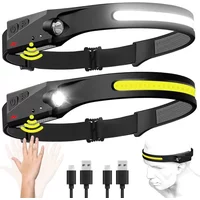 1/2/3PCS Indukcyjna latarka czołowa LED Camping Search Light USB Akumulatorowa latarka czołowa Led Światło robocze z wbudowaną baterią