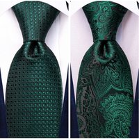 Hi-Tie Paisley Dark Green Black Mens Elegant Necktie Handkerchief Cufflinks for Tuxedo Fashion Classic Silk Luxury Tie for Man