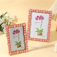 1Pcs 6/7in Artistic Resin Frame with Pearl & Crystal Details - A Statement Piece for Any Room(Random inner paper)
