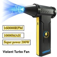 160000RPM Turbo Fan Brushless Motor Handheld Dust Fan Strong Wind Speed 60M/S 10000MAH Portable Type-C Charging For Car Use