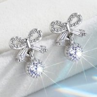 925 Sterling Silver Earrings Inlaid With Zircon Crystal Flower Earrings Charm Jewelry For Women Gift Engagement