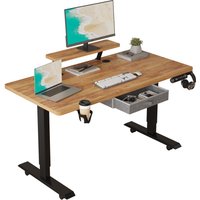 Radlove Elektrische bureaus met verstelbare hoogte Thuiskantoortafels Zit- en sta-bureau met monitorstandaard en lade Retro Bruin