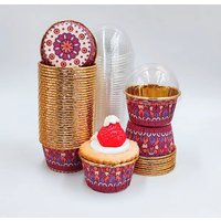 Set, 50pcs Disposable Cupcake Cups With Lids, Disposable Muffin Cups With Lids, Ramadan Baking Cups, perfect for Ramadan