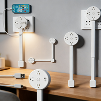 New Rotatable Electrical Wall Plug Extender with Adjustable Length Multi-Outlet Power Socket Adapter Space-Saving