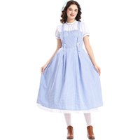 Womens Wizard Of Oz Dorothy Costume Adult Fairytale Character Blue Gingham Maid Dress Outfit Cosplay Halloween Costumes