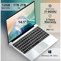 2026 Portable Windows 11 Pro Laptops Intel Core i7 8650U 16GB RAM 1TB SSD Office Gamer Study notebook Computer PC