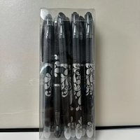 12pcs Floral Print Erasable Gel Pens 0.5mm Black Barrel Heat Erase Ballpoint Pens for School Office Writing and Exam Practice