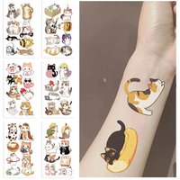 10Pcs/set New Cartoon Cat Temporary Tattoo Stickers Cute Cat Waterproof Tattoo For Funny Birthday Gift