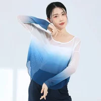 Classic Dance Gauze Tops Women Dance Costume Gradual Mesh Shirt Long Sleeve Cloth Chinese Modern Dancewear Training Cover Up
