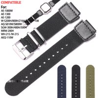 18mm Nylon Leather Strap For Casio AE-1200WH AE1300 MRW-200H PRG-270 W800H F-108WH Watchband