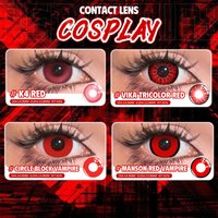 UYAAI Nowe kolorowe soczewki kontaktowe do cosplay na Halloween, wampirze czerwone soczewki, kolorowe soczewki do oczu w stylu anime, roczne czerwone