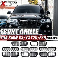 XVIP Chrom-Diamant-Stil-Frontstoßstangengitter für BMW X3 F25 X4 F26 2014–2018, Carbonfaser-Look, Doppellinien-Stil, Racing-Grill