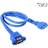 1pcs Stackable USB 3.0 Female Panel Type to Motherboard 20Pin Header Cable Dual Ports 30cm 50cm