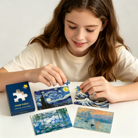 HD Portable Small Puzzle Painting Art, Four In One Mini Puzzle Set, Famous Painting Art Adult Stress Relieving Puzzle Toy