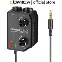 COMICA LINKFLEX AD3 2-Channel Microphone Audio Mixer Preamp with Phantom Power, Guitar Audio Interface Microphone for Camera