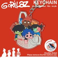 Gorillaz Thank You Shopping Bag Acrylic Keychain, 2D Murdoc Russel Noodle ChibiCartoon Charm, Double Sided Printed Virtual Band
