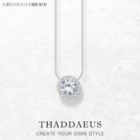 Halo Pendant Round Zircon Necklace Spring New Link Chain Fine Jewelry Europe 925 Stering Silver Bijoux Classic Gift For Women