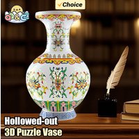 3D LED Light Puzzle Flower Vase Porcelain Design Home Decoration Diy Assembly Montessori Educational Toys Gift for Adults Kids