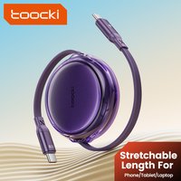 Toocki USB C Cable 100W Cable 5A Fast Charge Type C to Type C Cable Retractable Quick Phone Charging Wire For iphone 15 Xiaomi