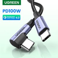 Câble coudé UGREEN PD100W 60W USB-C vers USB Type-C à charge rapide pour iPhone 17 16 MacBook Samsung QC4.0 3.0 Câble à 90 degrés