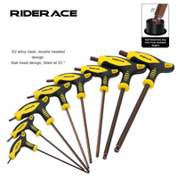 Bicycle Allen Hex Key Wrench Hand Repair Tools S2 Steel Ball Head Inner Hexagon Spanner 2.5/3/4/5/6/8/10mm T25 T Handle