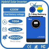 Anern 4200W Hybrid Solar Inverter 230V AC Pure Sine Wave LCD Display Auto for 12V 24V Dual Voltage BMS Inverter for Solar System