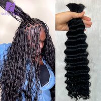 Bulk Human Hair Deep Wave For Braiding Burmese Remy Doube Drawn Boho Box Braids Hair No Weft Extensions Curly Bulk Luffywig