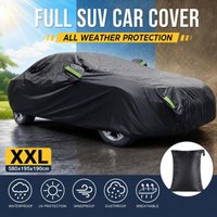 XXL Universelle SUV-Limousinen-Autoabdeckung für den Außenbereich, wasserdicht, Sonnen-, Regen- und Schneeschutz, UV-Schutz, mit Reißverschluss, schwarze Autoabdeckung, Größe L