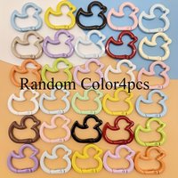 4Pcs Random Color Duck Keychains Spring Hook Cute Key Ring Gift for Him Her With Free Bonus