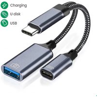 2 In 1 Type C OTG Charging Adapter Cable Type C to USB Data Converter With PD Charge Port For Huawei Xiaomi Realme Laptop Tablet