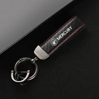 Leather Carbon Fiber Car Rings Keychain Zinc Alloy Keyrings For MERCURY with logo Car Accessories
