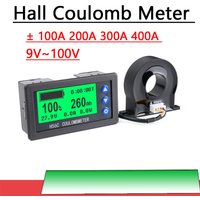 Hall Coulomb Meter 100A 200A 300A 400A Lifepo4 Lead-acid Li-ion Lithium Battery Monitor Power Display DC 12V 24V 36V 48V 60V BMS
