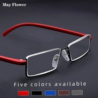 Anti-Blaulicht-Lesebrille für Herren, Retro-Metall-Halbrahmen, quadratische Presbyopie-Brille für Unternehmen, +125+175+225+275
