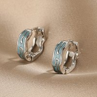 Huitan Novel Irregular Wave Design Hoop Earrings for Women Versatile Dainty Accessories Trendy Modern Exquisite Party Jewelry