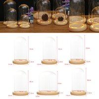 Clear Glass Dome Diy Decorative Glass Dome Glass Lintel Glass Bell Landscape Vase with Led Wood Base Microlandscape Holder