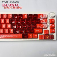 Fynmi LOVE Shape Heart Symbol SA/MDA Profile Transparent WHITE/RED/BLACK 21keys PC Keycaps for Mechanical Keyboards
