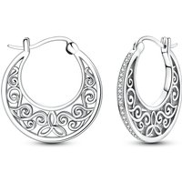 925 Sterling Silver Earrings Women Sparkling Vintage Pattern Hoop Earring For Anniversary Wedding Jewelry Gifts