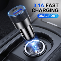 Dual USB Car Charger 15W Fast Charging Type C Adapter Constant Temperature Metal Textur Car Phone Charger For iPhone For Samsun