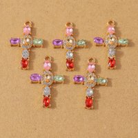 5 pcs Gorgeous Rhinestones Crystal Cross Charms Pendant for Necklace Earrings Bracelet DIY Jewelry Making Accessories Supplies