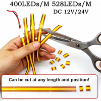 DC12V 24V 8mm COB LED Strip High Density 400LEDs/M 528LEDs/M Free Cuttable Flexible Tape Indoor Decoration Lighting 0.5m-10m