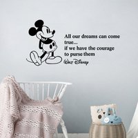 Mickey Quote Wall Sticker Cute Cartoon Mouse Kids Room Vinyl Wall Decals Decoration Children's Room Baby Bedroom Decor Mural