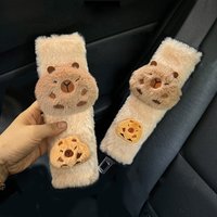 New Imitation Rabbit Fur Universal Car Seat Belt Cover Cute Cartoon Capybara Soft Plush Auto Safety Shoulder Pad For Kids Ladys