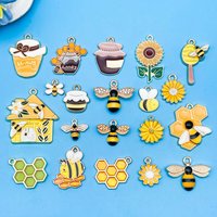 Mix 5/20pcs enamel drip oil bee series fashion pendant accessories, DIY necklace, earring, keychain jewelry making accessories