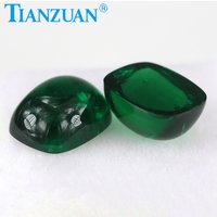 Cabochon Cut Long Cushion Shape Lab-grown Muzo Emerald Stone Hydrothermal Green Emerald Beads Jewelry Making