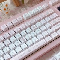 Love Bell Keycap PBT Cherry Profile Pink White Keycaps Rose Butterfly Heart Elements Romantic French Style Keyboard Caps Gifts